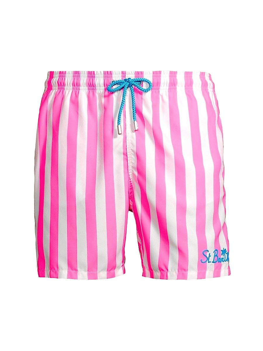 Men's Striped Drawstring Swim Shorts - Pink - Size XXL