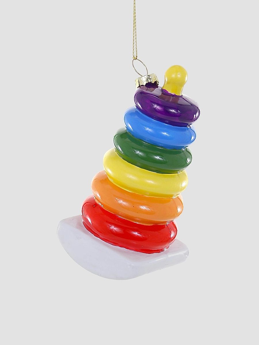 Toy Ring Pyramid Glass Ornament