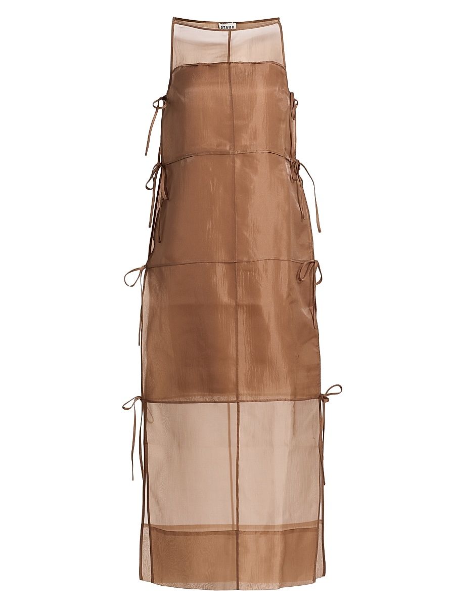 Women's Chandler Tie-Detail Organza Cocktail Dress - Walnut - Size XL