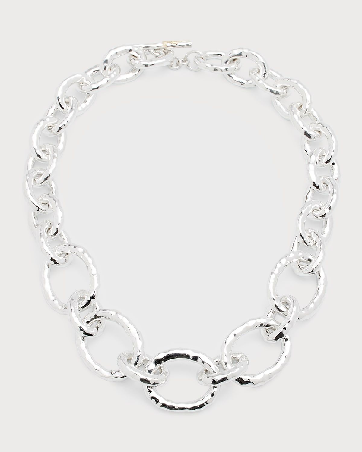 Short Hammered Bastille Necklace in Sterling Silver
