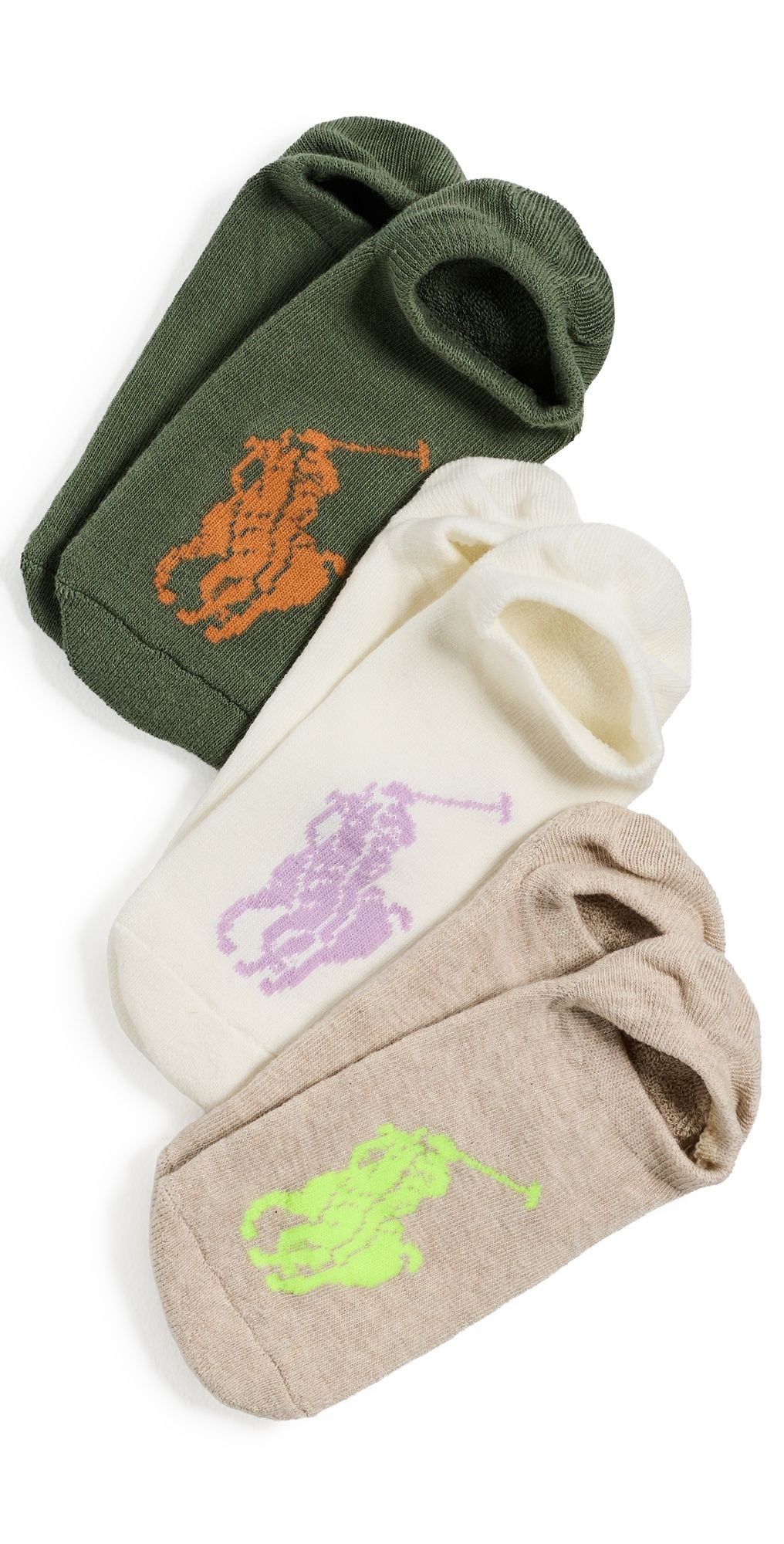 Polo Ralph Lauren Big Pony Sneaker Liners 3-Pack Light Oatmeal Heather One Size