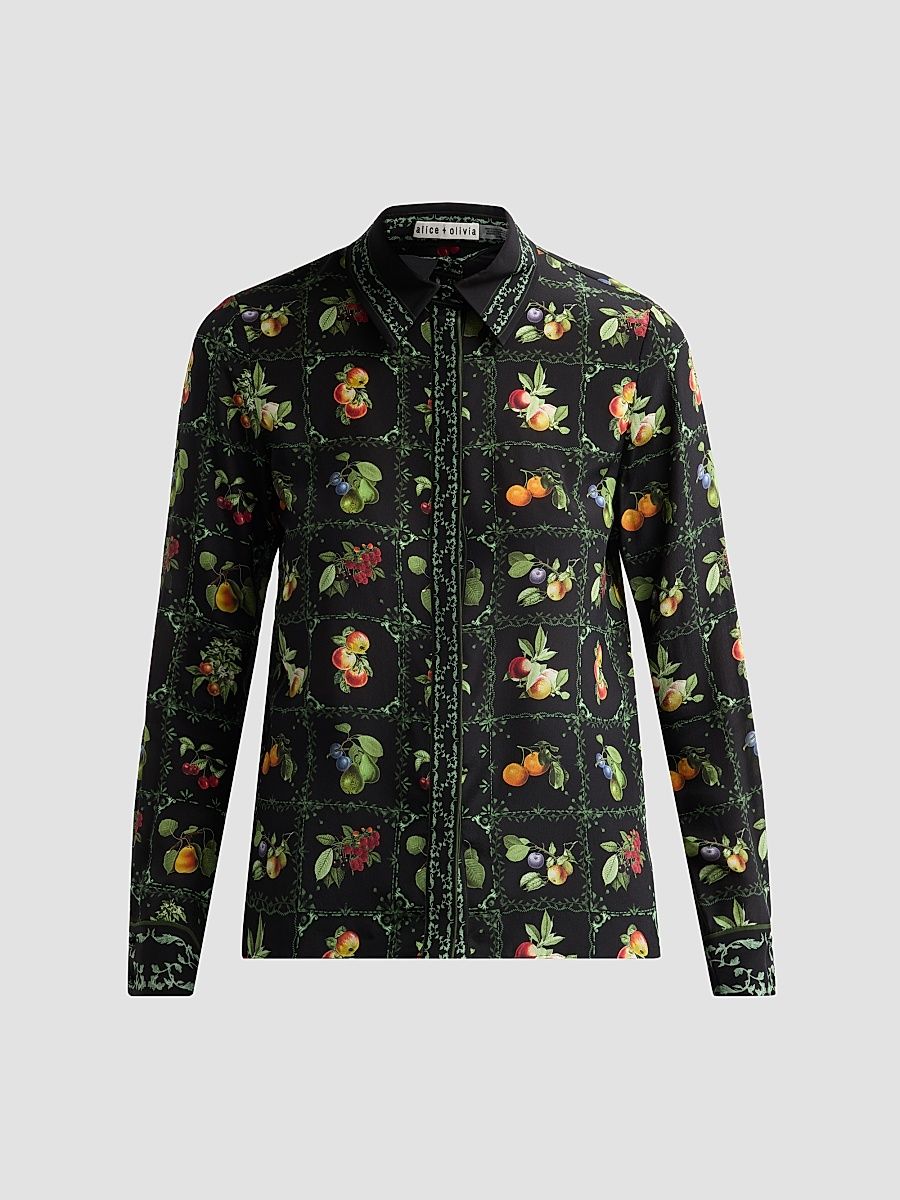 Women's Willa Printed Button-Front Top - Harvest - Size XL