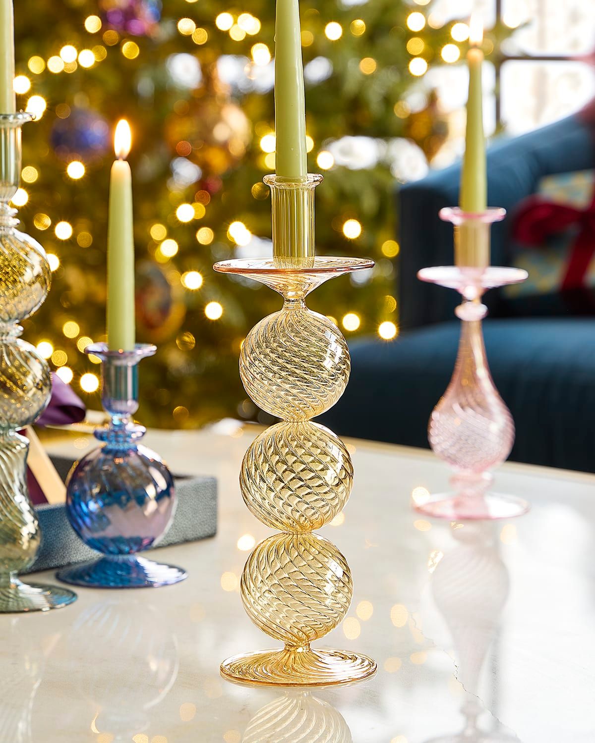 12" Amber Candle Holder