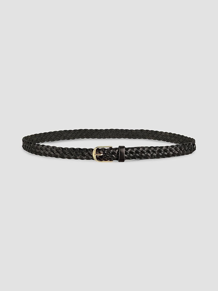 Nili Lotan Women's Jane Braided Leather Belt - Black - Size Medium