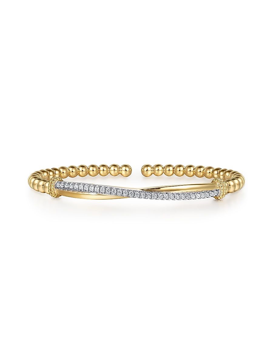 Women's Bujukan 14K Yellow Gold & 0.35 TCW Diamond Pavé Twist Cuff Bracelet - Yellow Gold