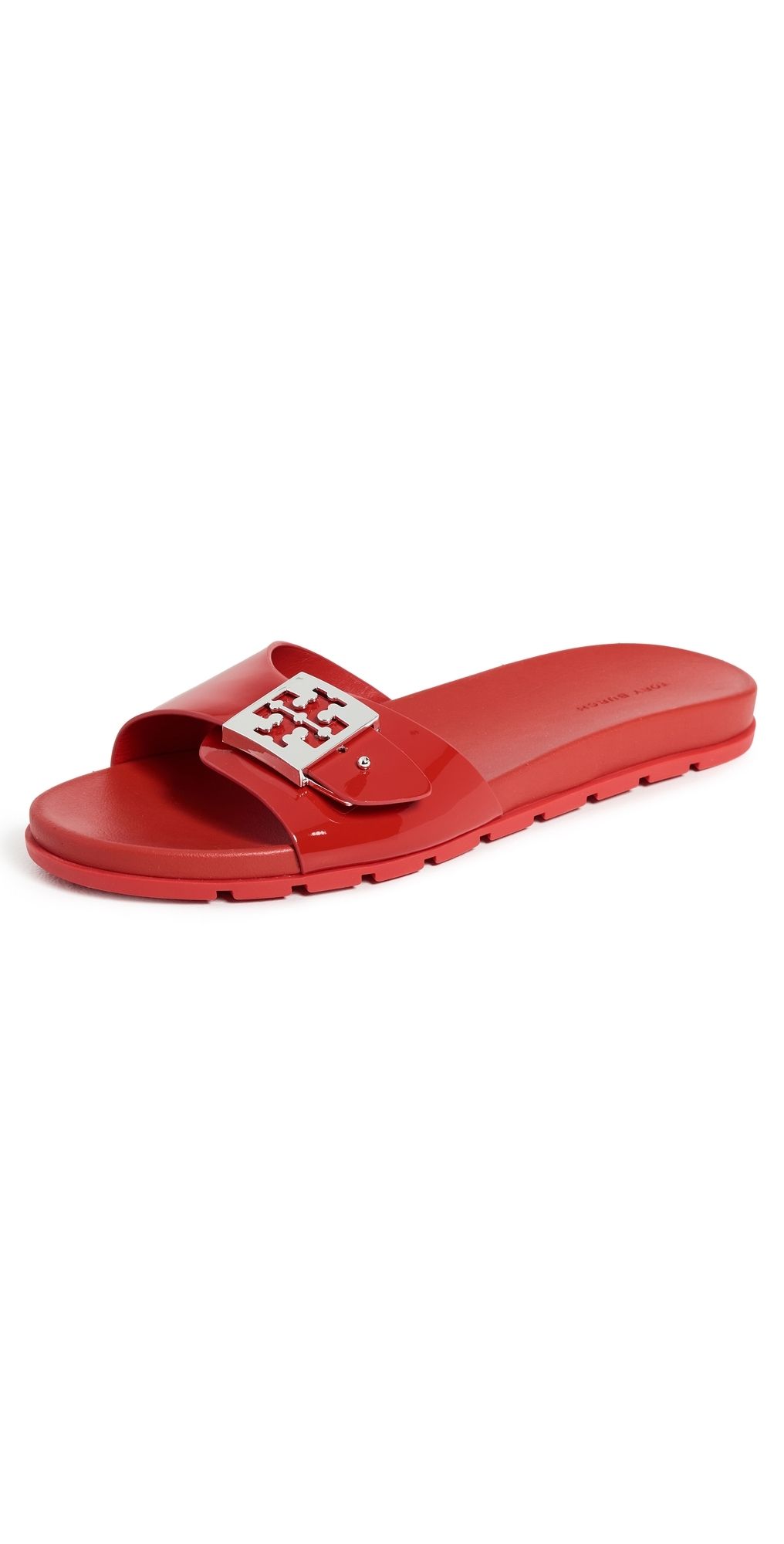 Tory Burch Buckle Slides Lipstrick Red/Silver 5