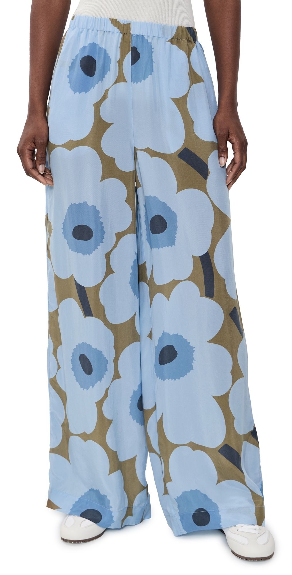 Marimekko Kaaos Unikko Pants Light Blue/Olive Green XS
