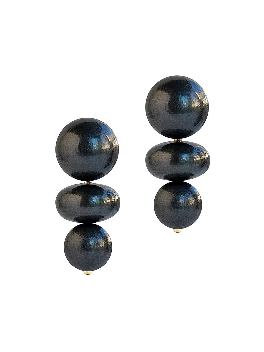 Women's La Dolce Vita Nola Wood Triple-Drop Earrings - Black Coral