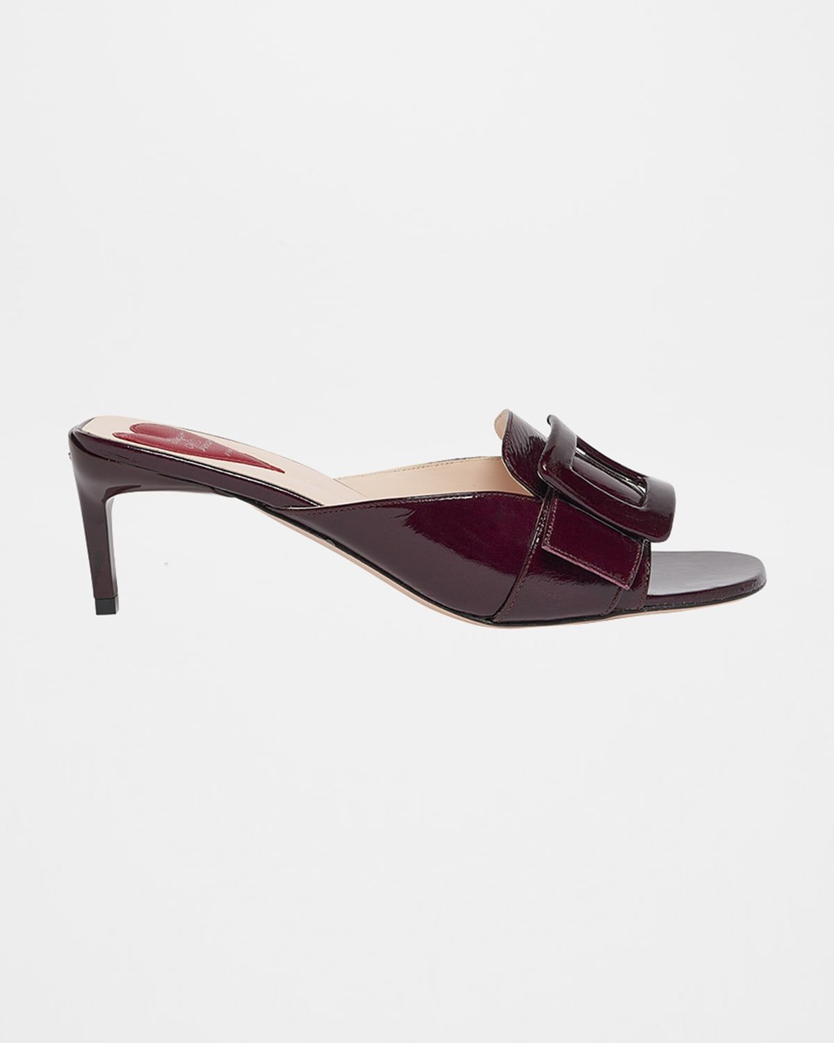 Patent Leather Buckle Mule Sandals