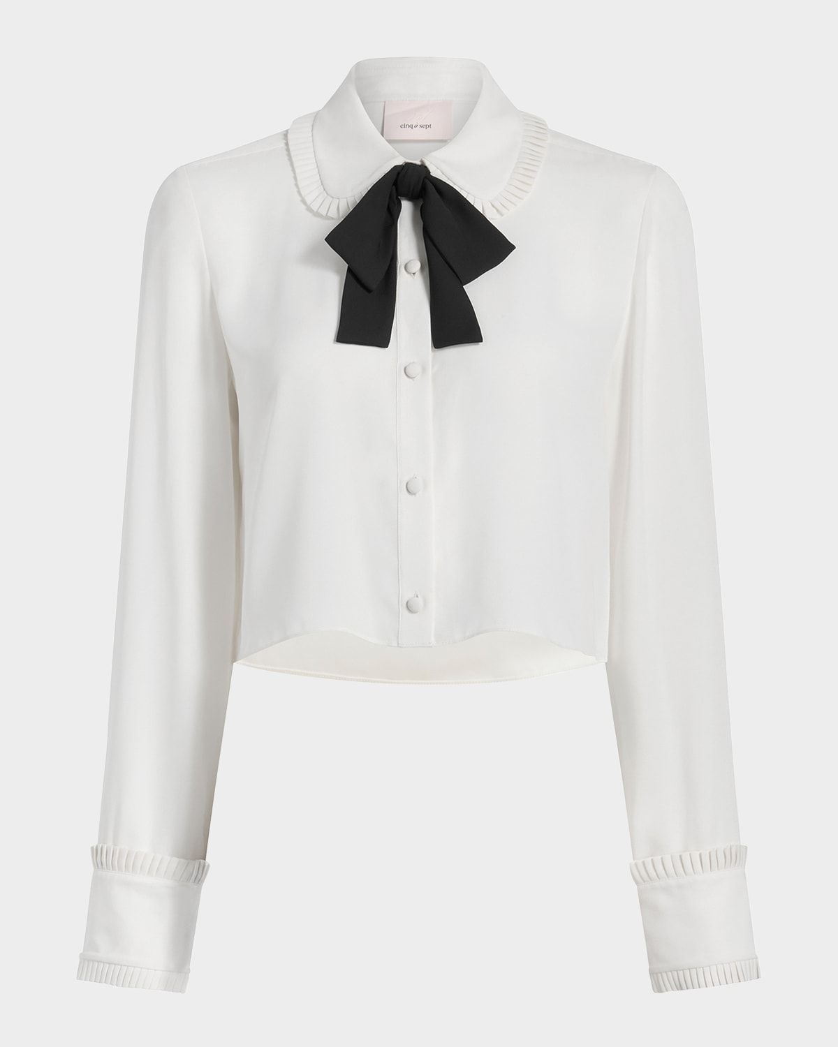 Zaida Neck-Tie Cropped Button-Front Shirt