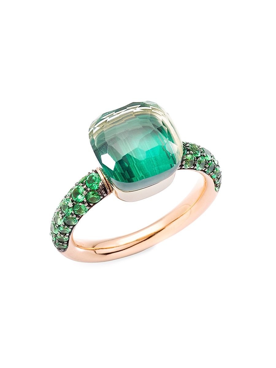 Women's Nudo Classic Petit Two-Tone 18K Gold & Multi-Stone Ring - Green - Size 7.25