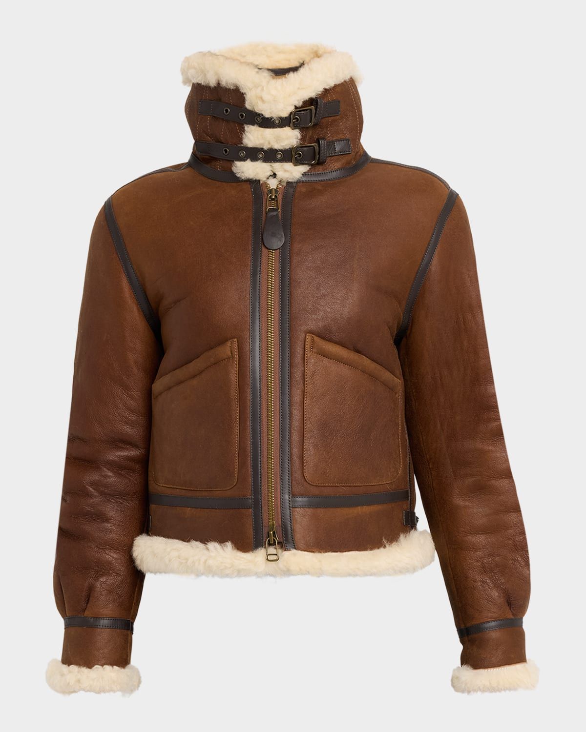 Zip-Front Shearling Flight Jacket