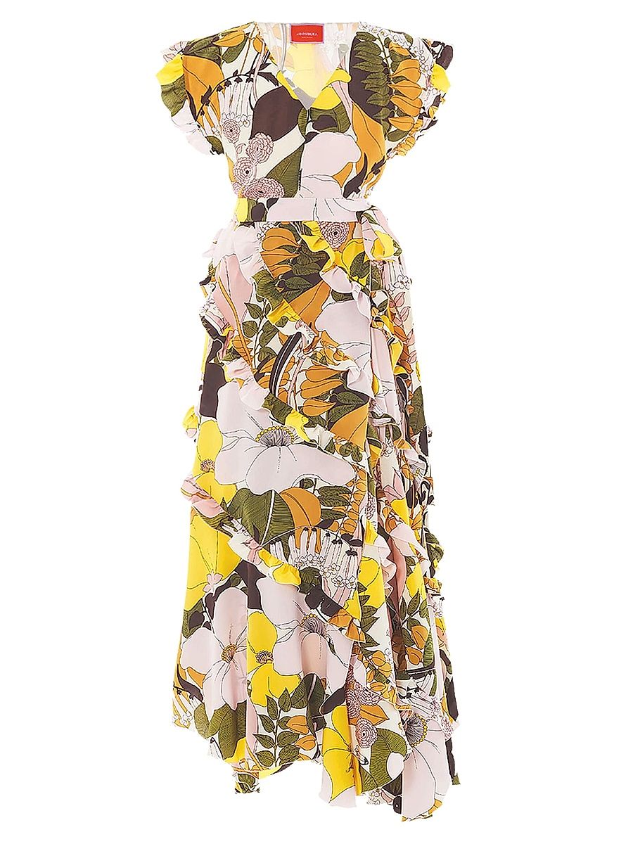 Women's Lollipop Wrap Dress - Big Flower Rose Pink - Size XXS