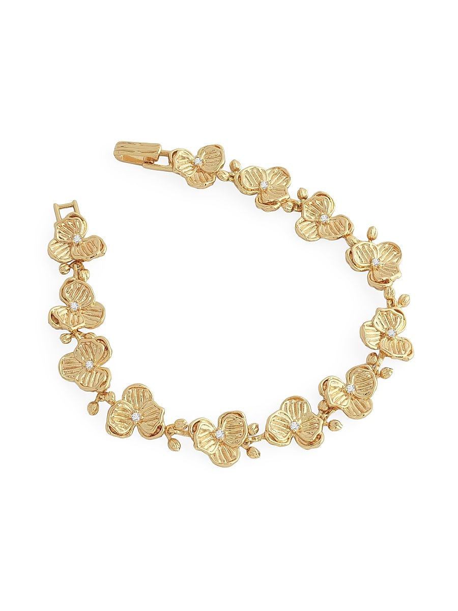 Women's Orchid 18K Gold-Plated & Cubic Zirconia Link Bracelet - Gold