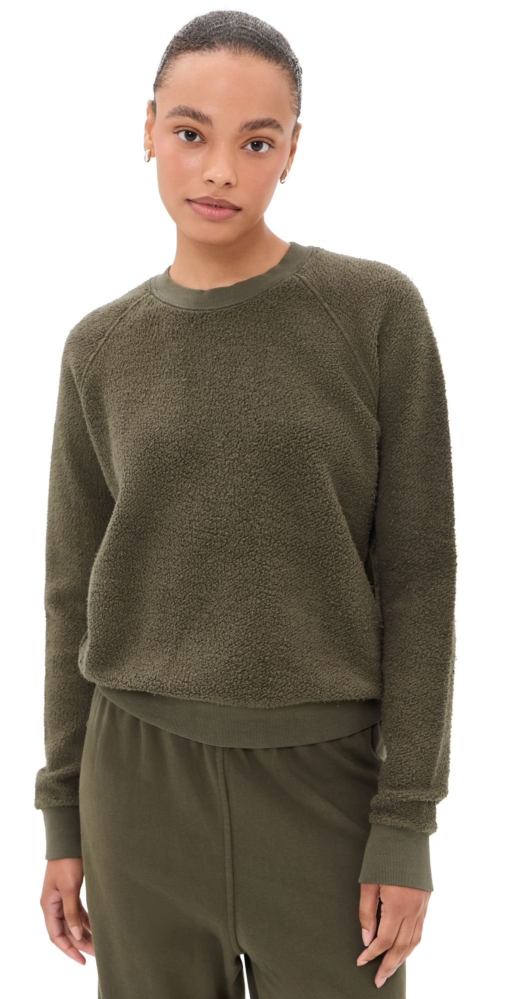 perfectwhitetee Inside Out Fleece Shrunken Sweatshirt Dark Olive M
