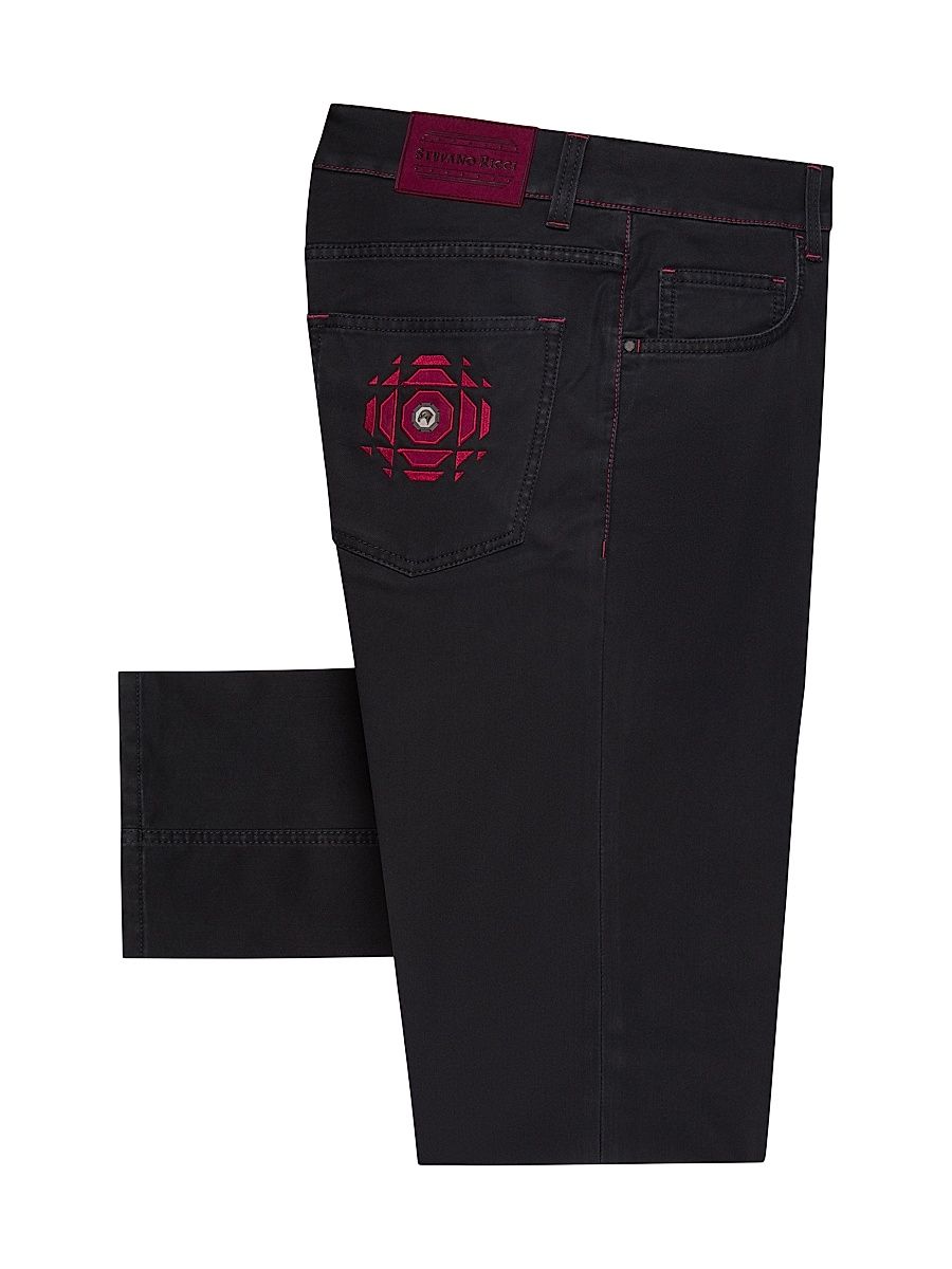 Men's Refined Cotton Blend Tapered Jeans - Black - Size 42