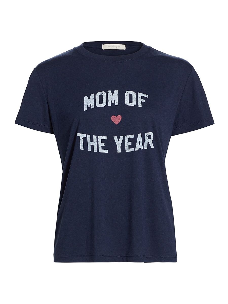 Women's Mom Of The Year Crewneck T-Shirt - Navy - Size XS