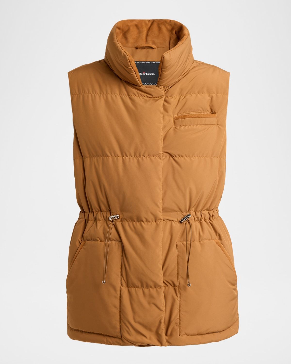 Suede-Collar Down Vest