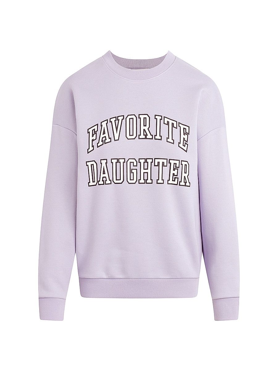 Women's Collegiate Oversized Logo Cotton-Blend Sweatshirt - Lavender - Size XS
