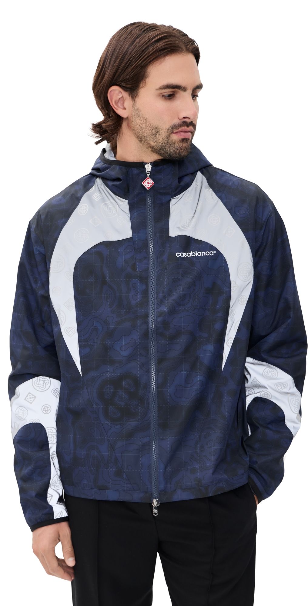 Casablanca Printed Zip Up Hooded Jacket Printed S