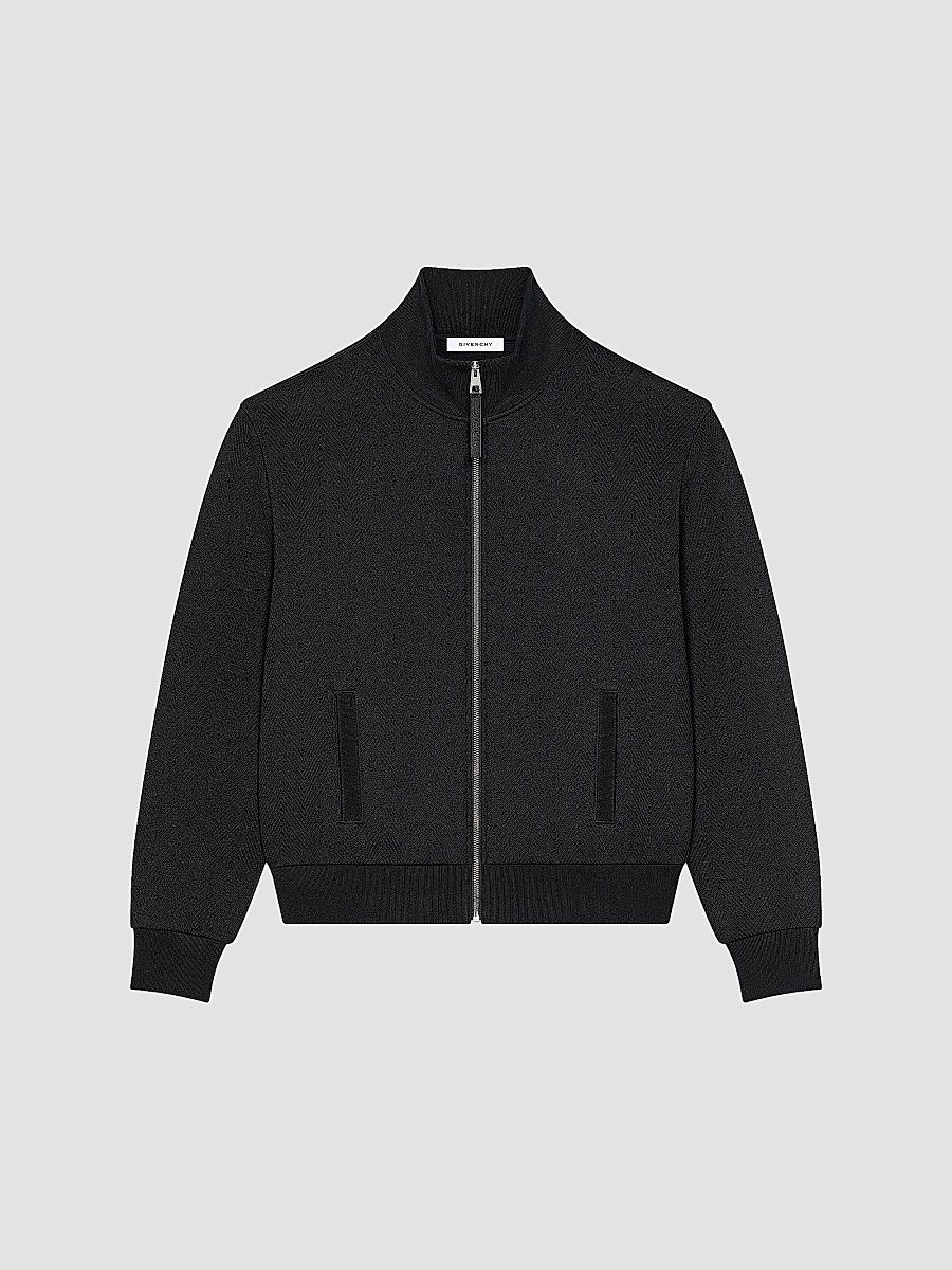 Givenchy Men's Herringbone Sweatshirt with Givenchy Jacquard - Black - Size XXL