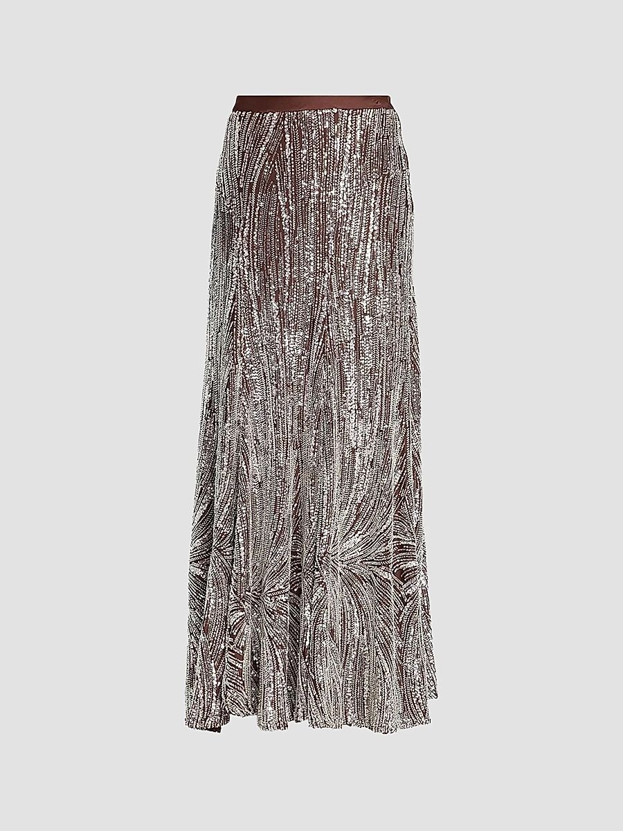 Rabanne Women's Embellished Fluid Maxi Skirt - Silver Brown - Size 12
