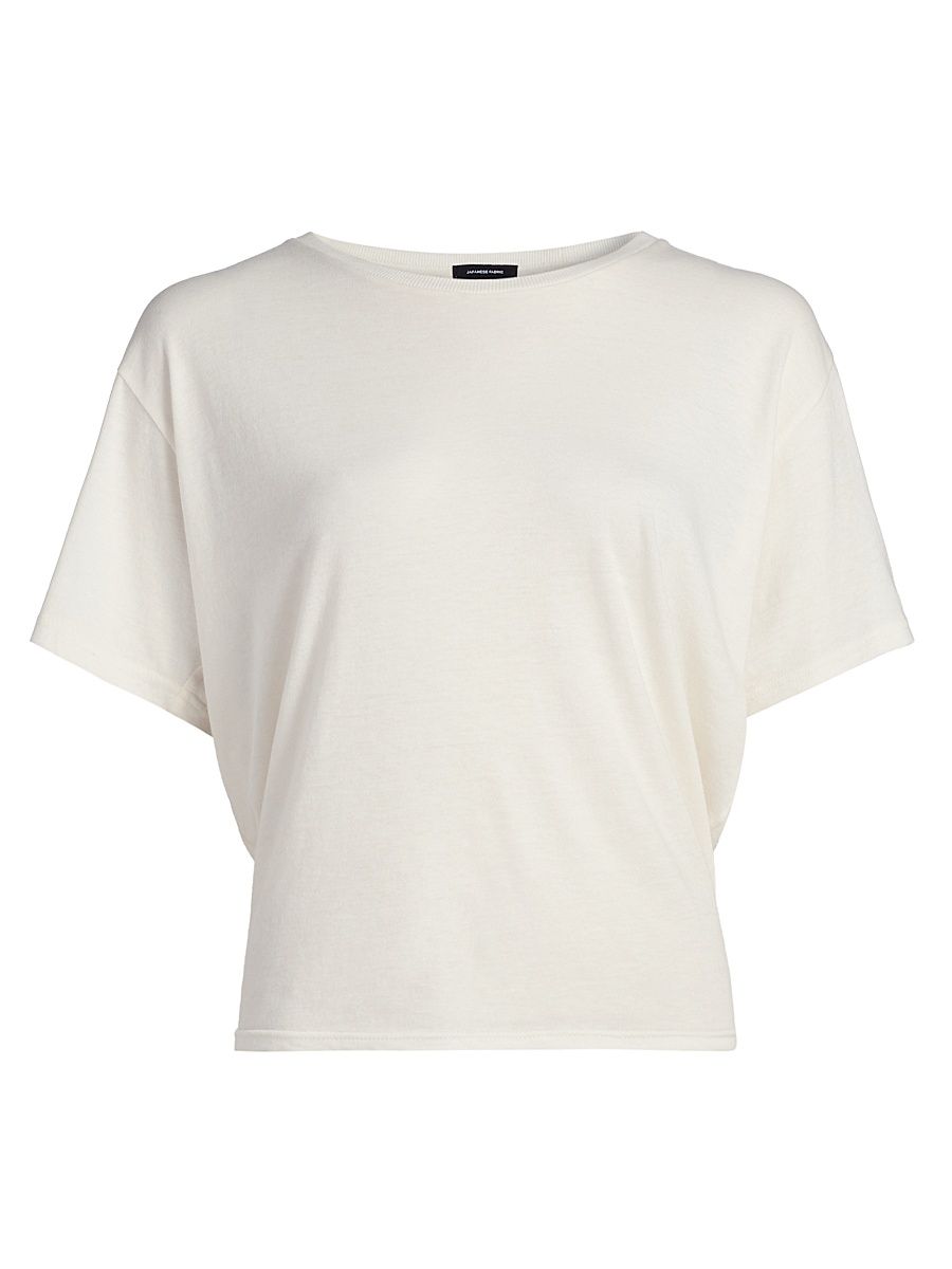 Women's Cotton-Cashmere Crop T-Shirt - White - Size Large