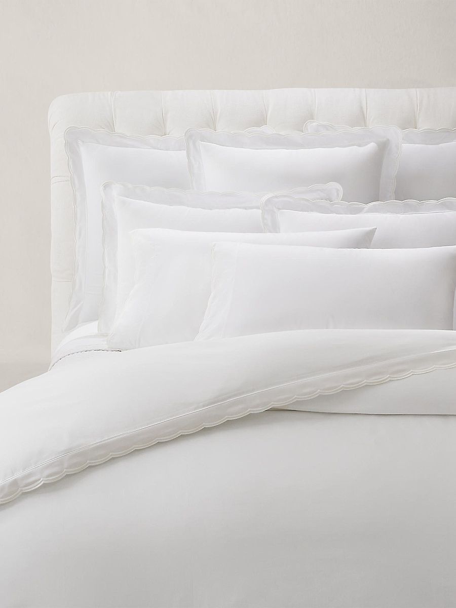 Malin Scallop Cotton Sateen Sham - Platinum - Size European