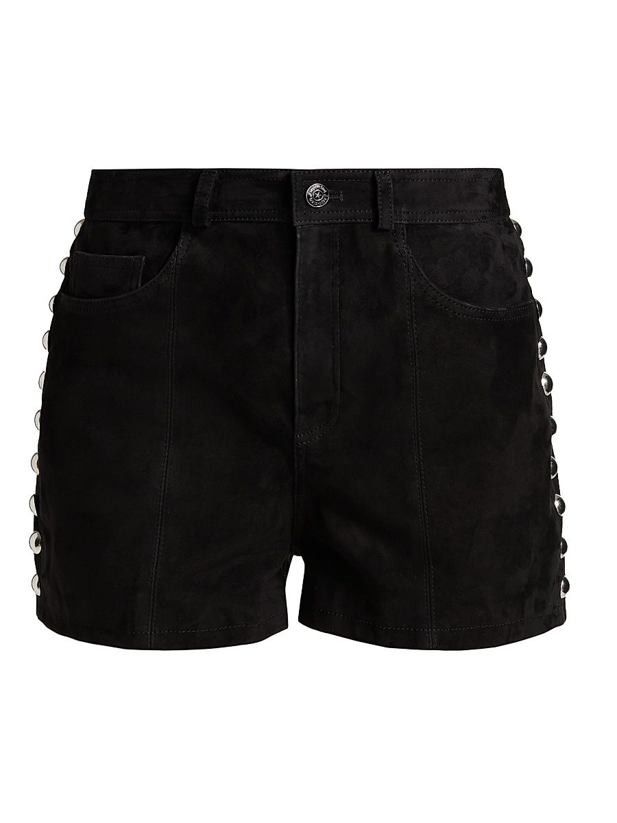 Women's Shannon Studded Suede Shorts - Black - Size 16