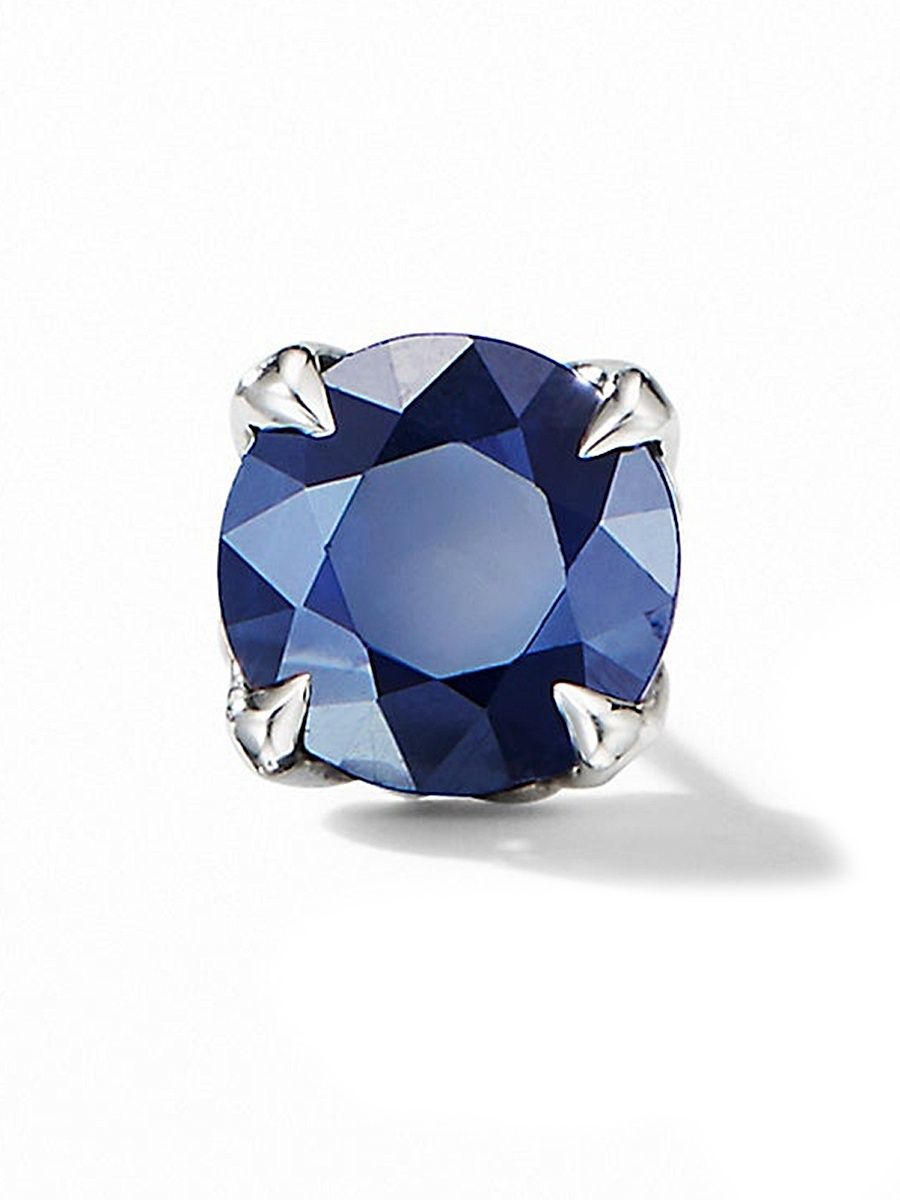 Men's Stud Earring in Sterling Silver - Sapphire