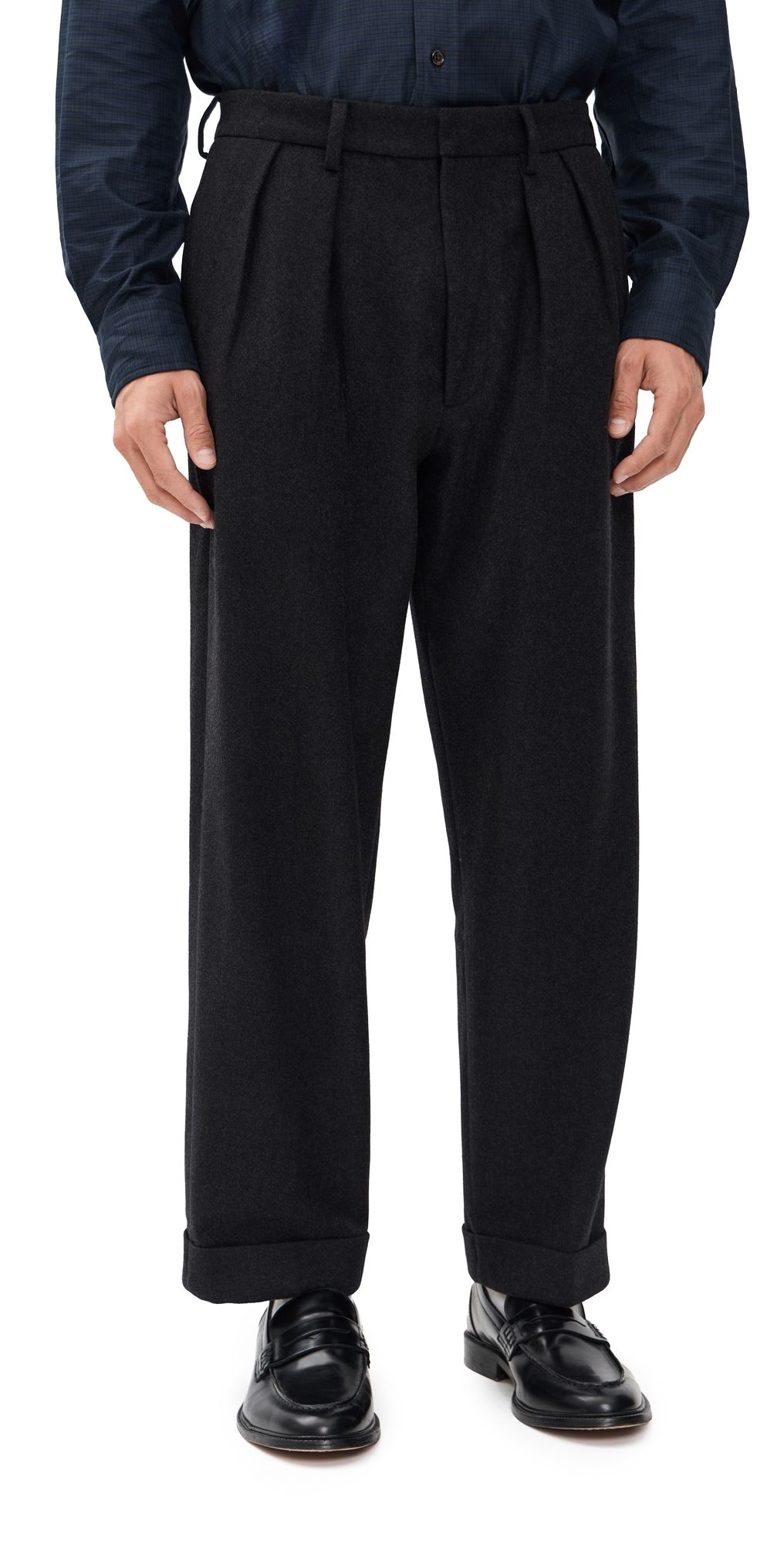 Polo Ralph Lauren Flannel Blend Relaxed Suffield Pleated Pants 32 Dark Grey 34