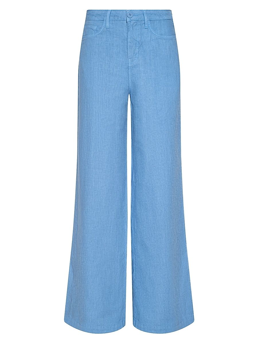 Women's Amara Linen High-Rise Wide-Leg Pants - Allure Blue - Size 32