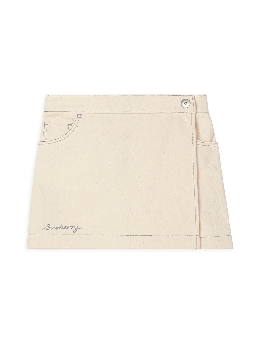 Little Girl's & Girl's Denim Wrap Skort - Ecru - Size 8