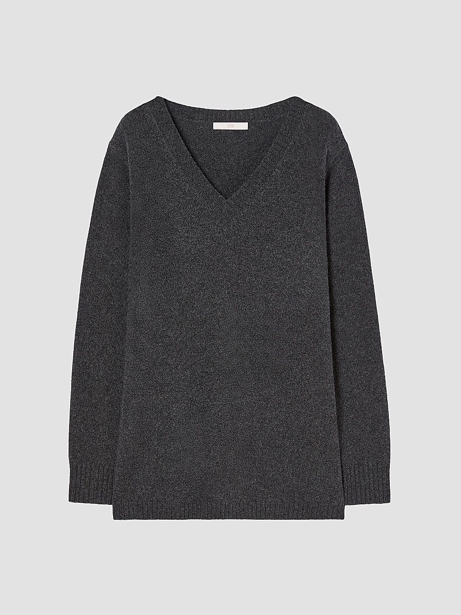 Women's Cashmere Sweater - Dark Grey - Size XXL