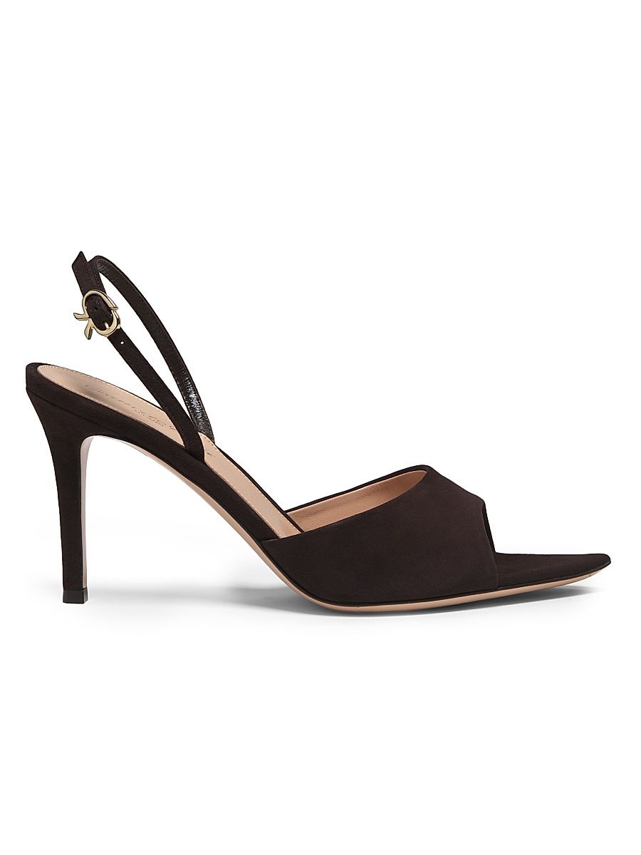 Women's Camoscio 85MM Suede Slingback Pumps - Moka - Size 11