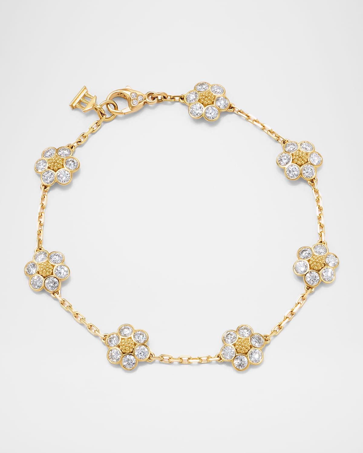 18K Yellow Gold Diamond Fiori Link Bracelet