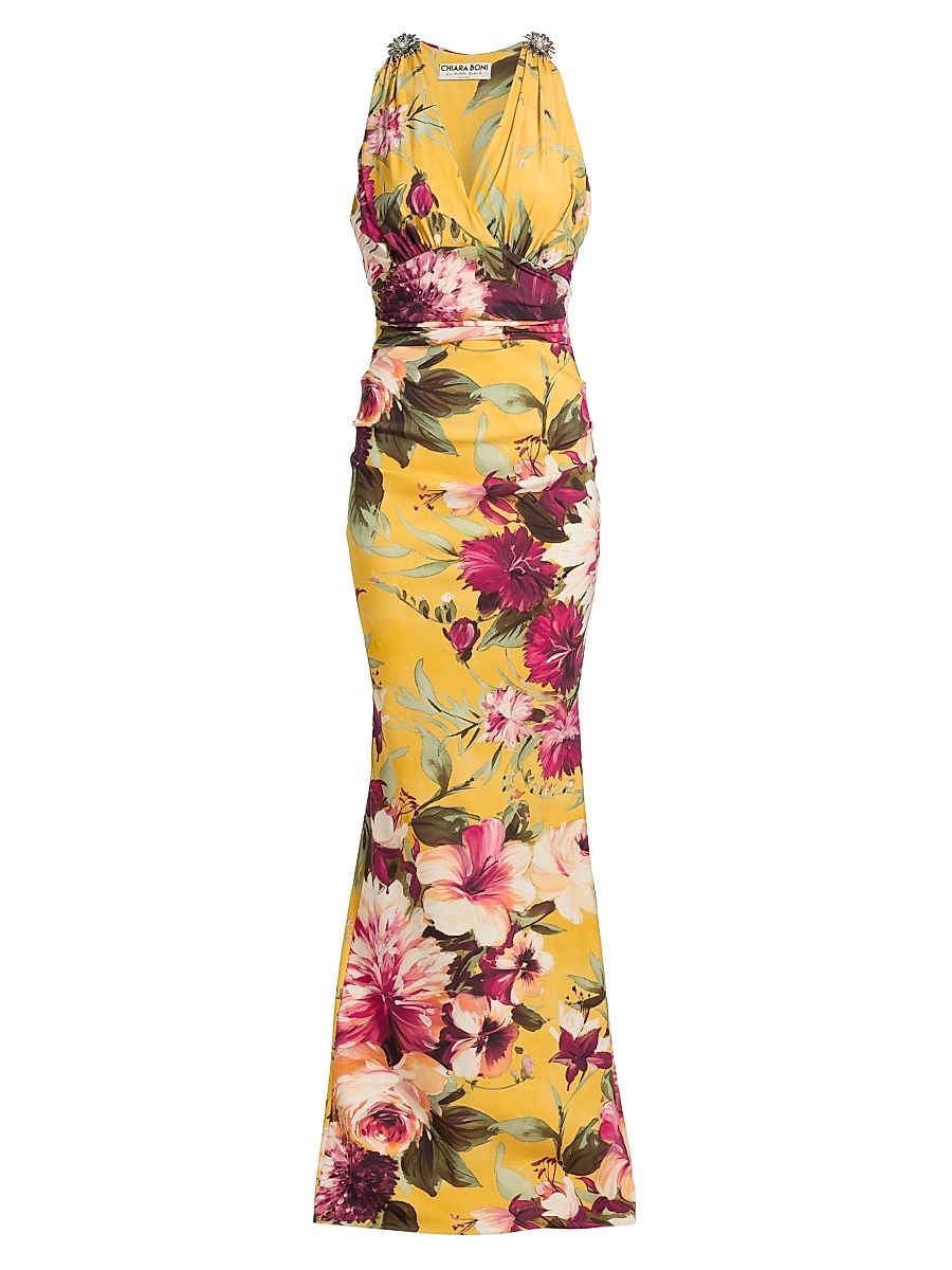 Women's Velis Floral V-Neck Mermaid Gown - Ingrid Purple - Size 8