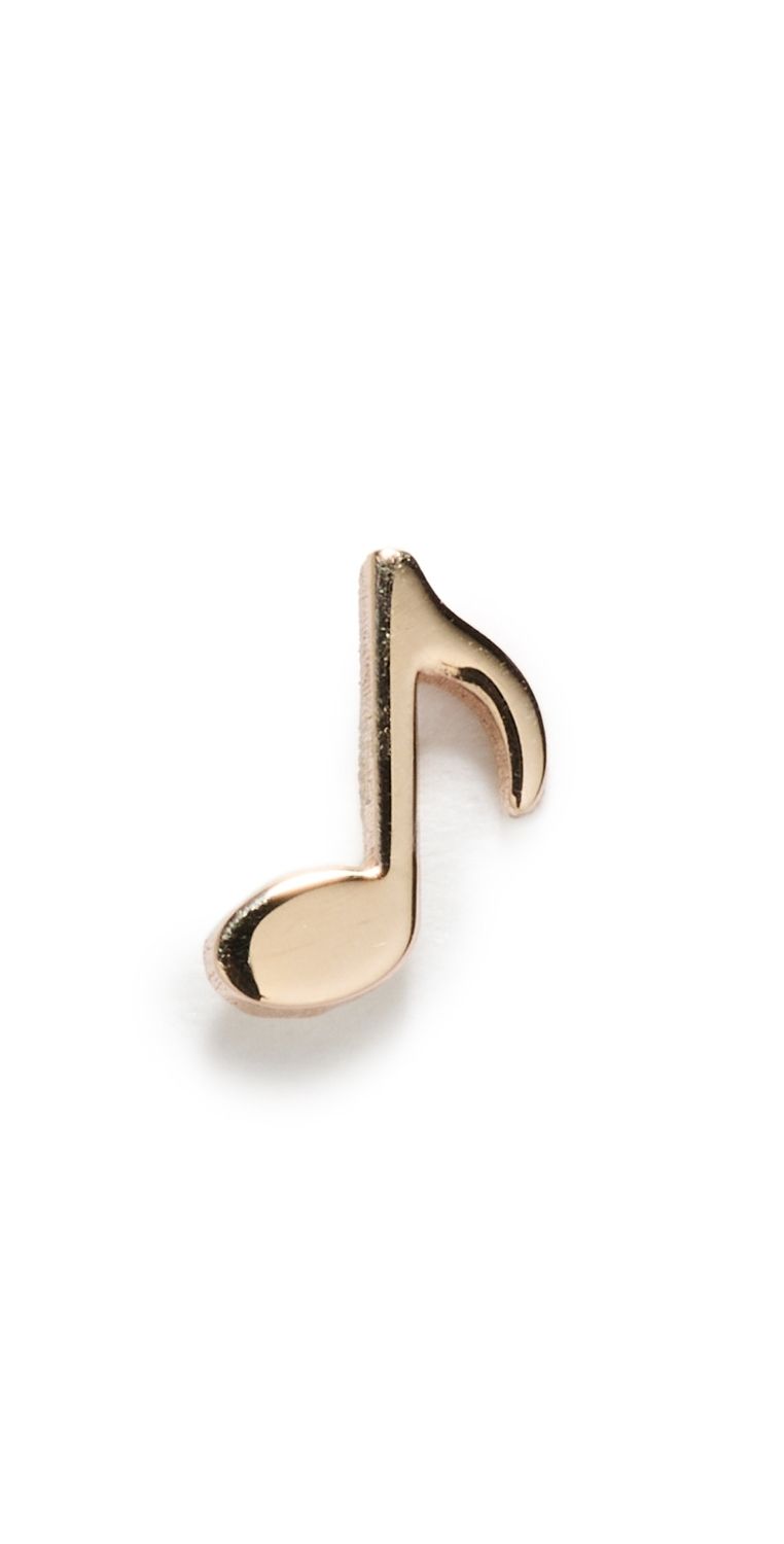 Zoe Chicco 14k Gold Single Itty Bitty Music Note Stud Earrings 14k Yellow Gold One Size