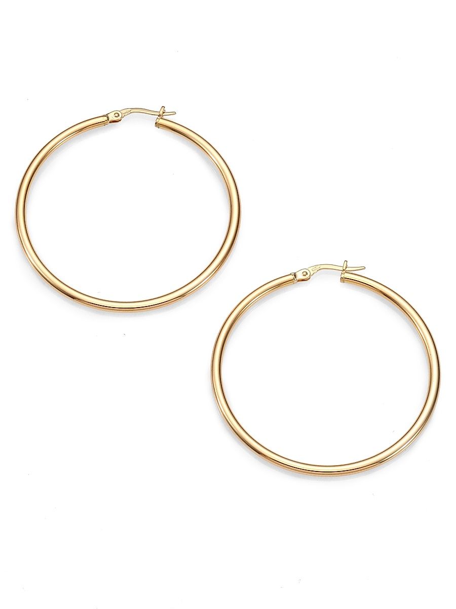 Women's 18K Yellow Gold Hoop Earrings/1.75" - Gold