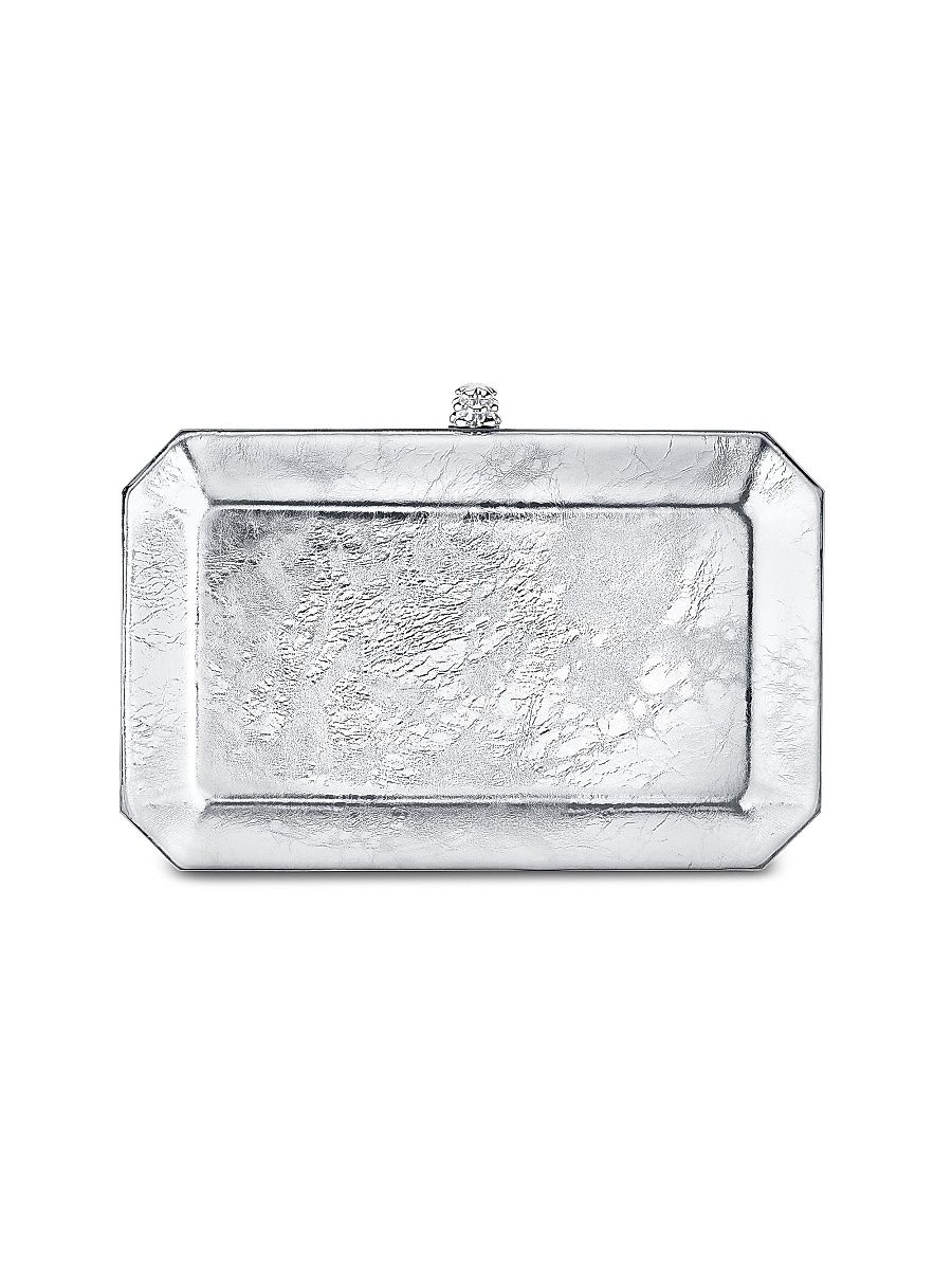Women's Perry Clutch Medium Antiqued Leather with Silver Hardware - Chrome