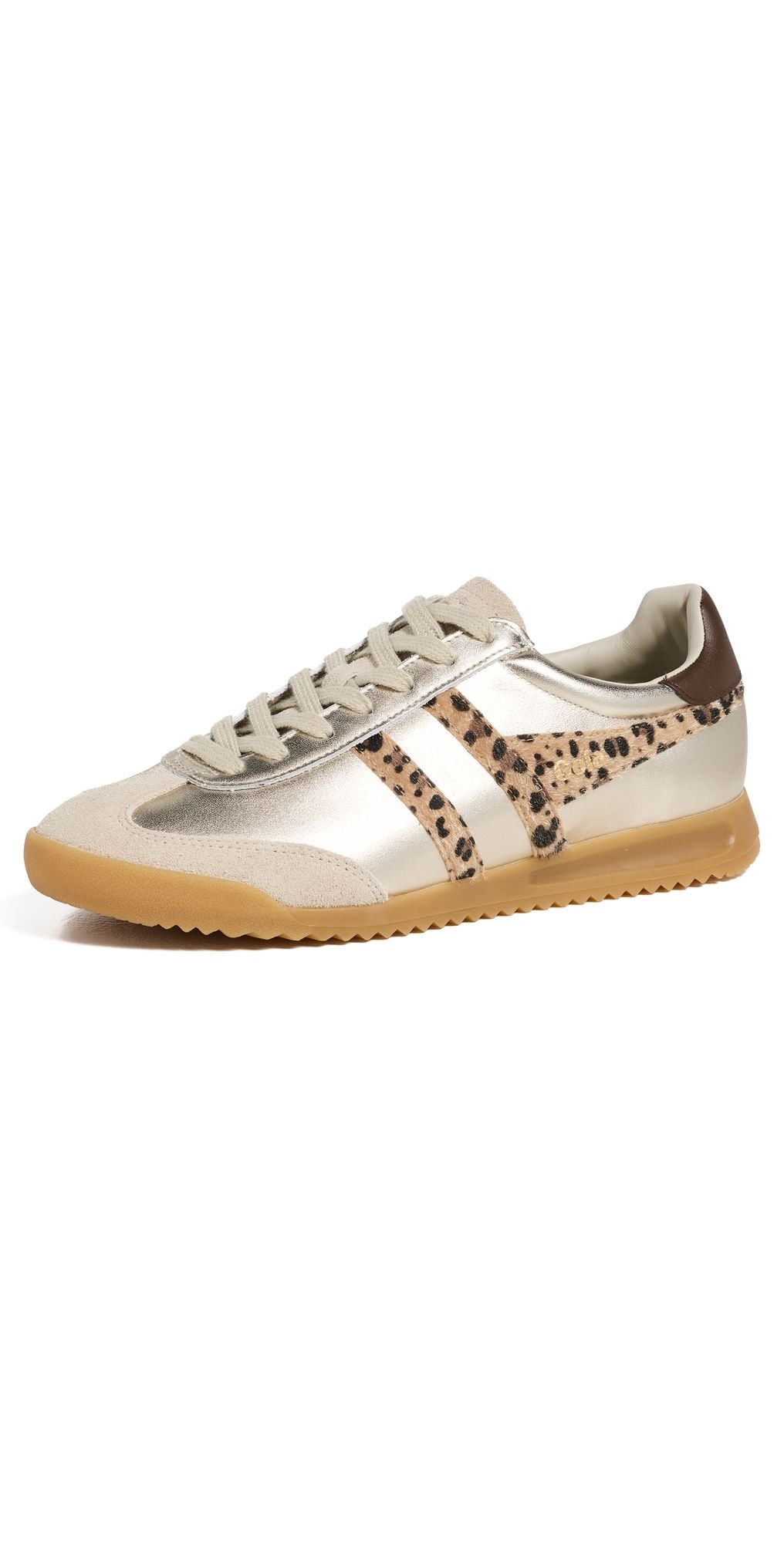 Gola Torpedo Glimmer Safari Sneakers Gold/Leopard/Dark Brown 9.5