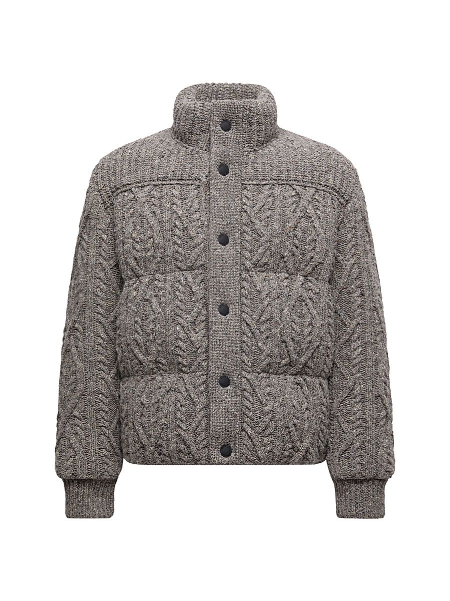 Men's Ellesmere Puffer Jacket in Wool Tweed - Gray - Size XL