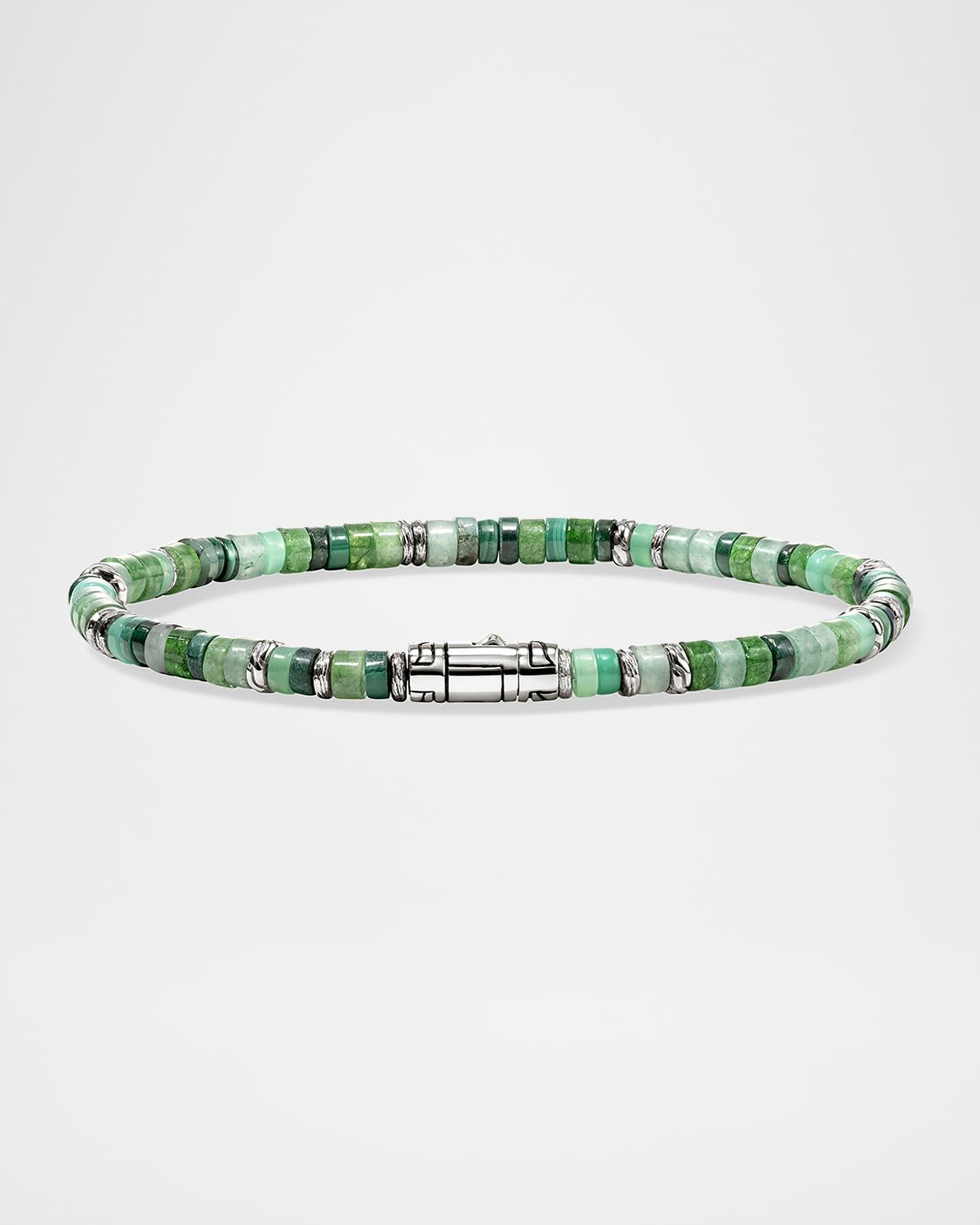 Men & apos;s Multi-Gemstone Heishi Beaded Bracelet with Sterling Silver, 4mm