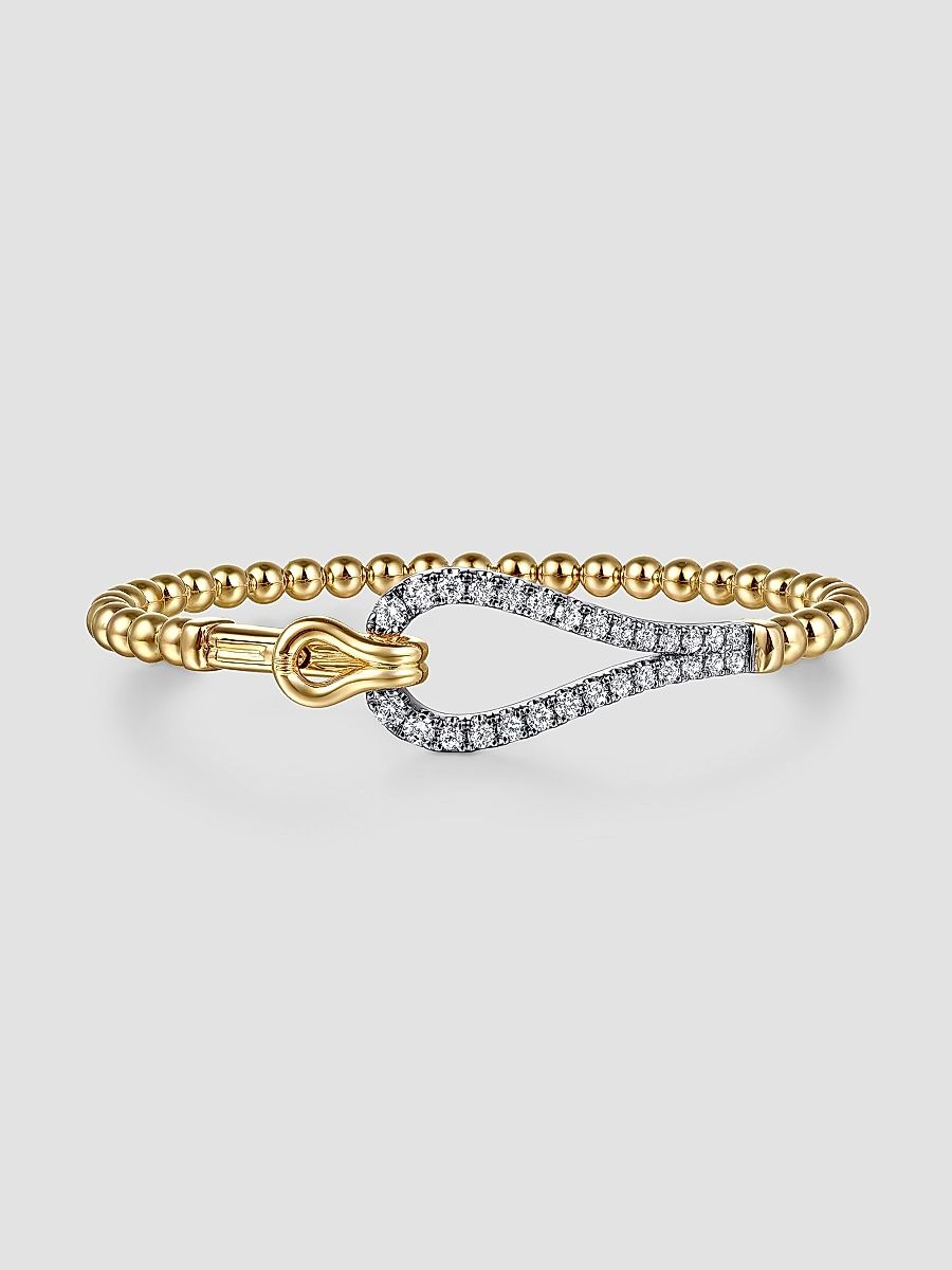 Gabriel & Co Women's Bujukan Beaded 14K Yellow Gold & 1.0 TCW Diamond Bracelet - Yellow Gold
