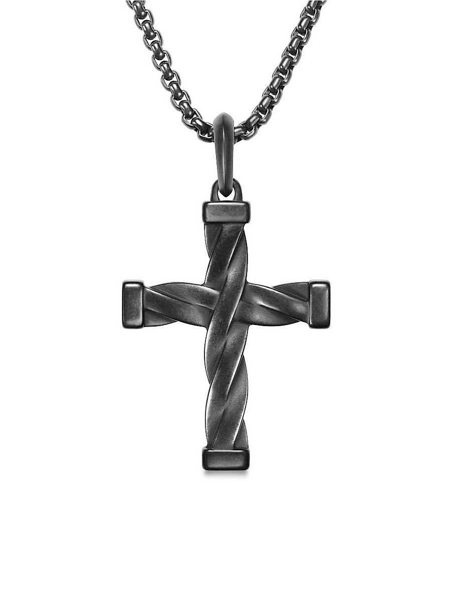 Men's DY Helios Cross Pendant in Titanium, 48MM - Black