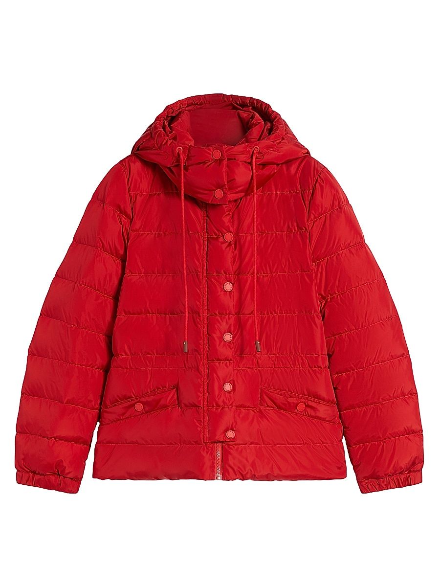 Women's Short Down Jacket in Water Repellent Taffeta - Red - Size 10