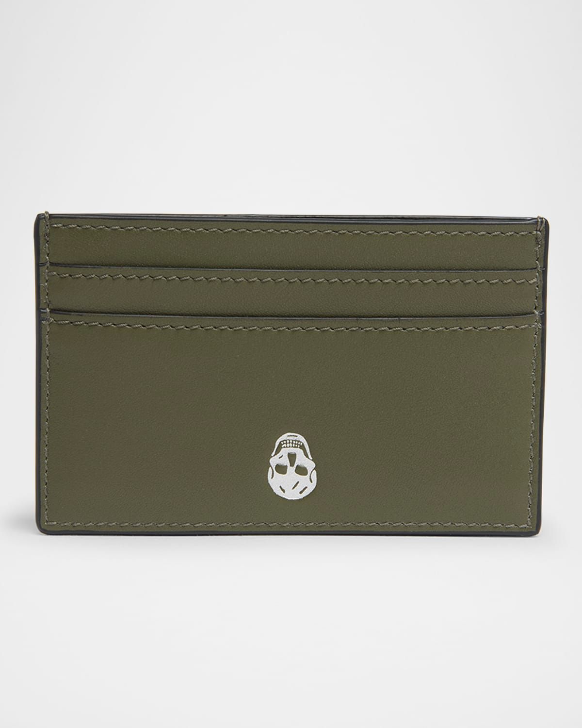 Men & apos;s Skull Logo Leather Card Holder