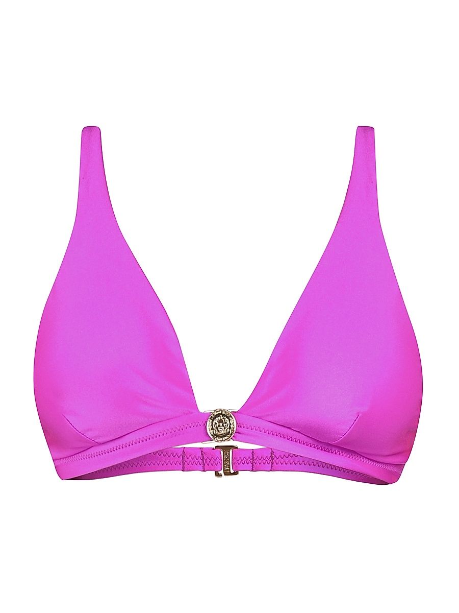 Women's Shimmer Solids Lexie Triangle Bikini Top - Orchid - Size Medium