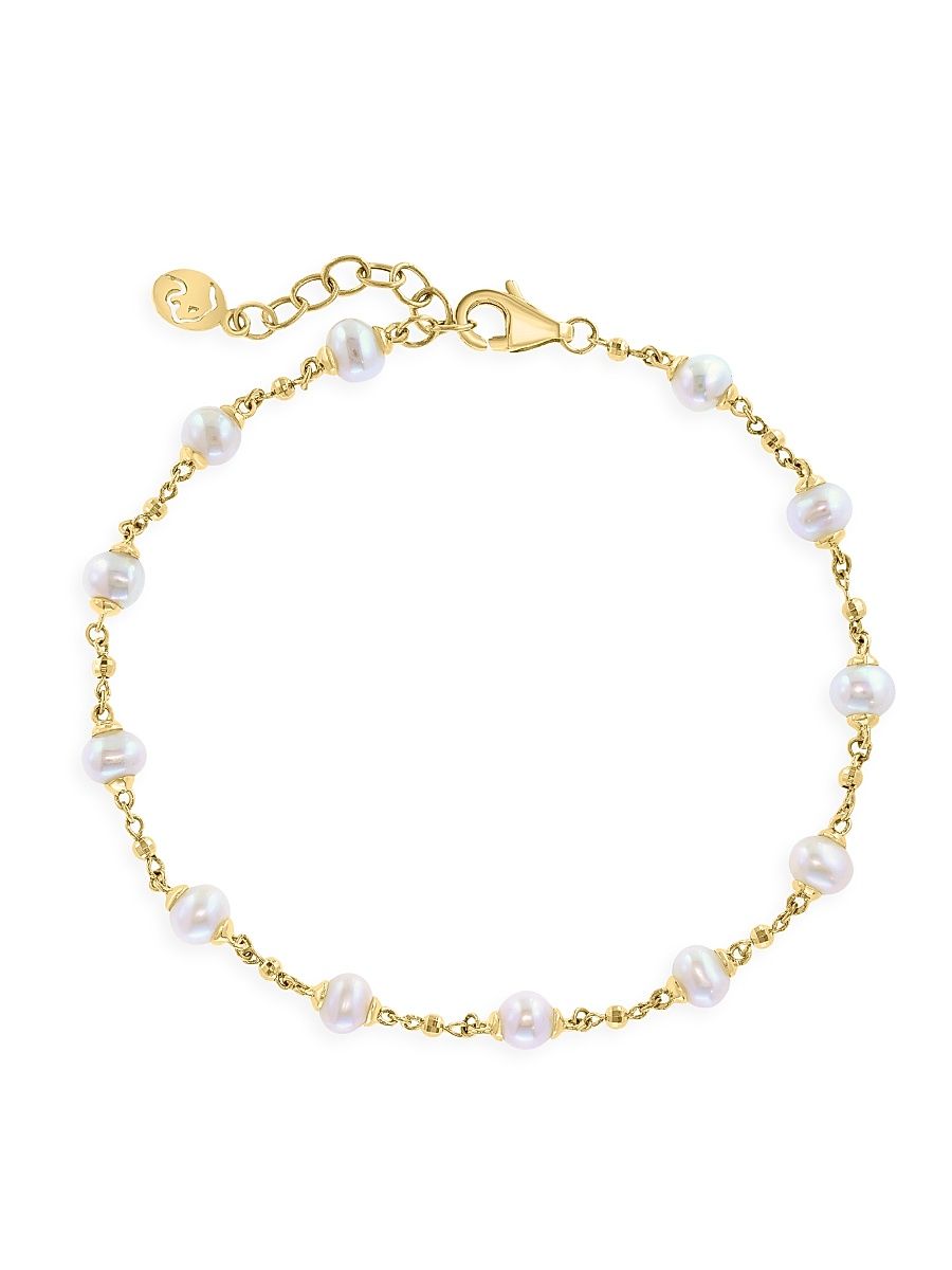 Women's 14K Yellow Gold & Freshwater Pearl Station Bracelet - Yellow Gold