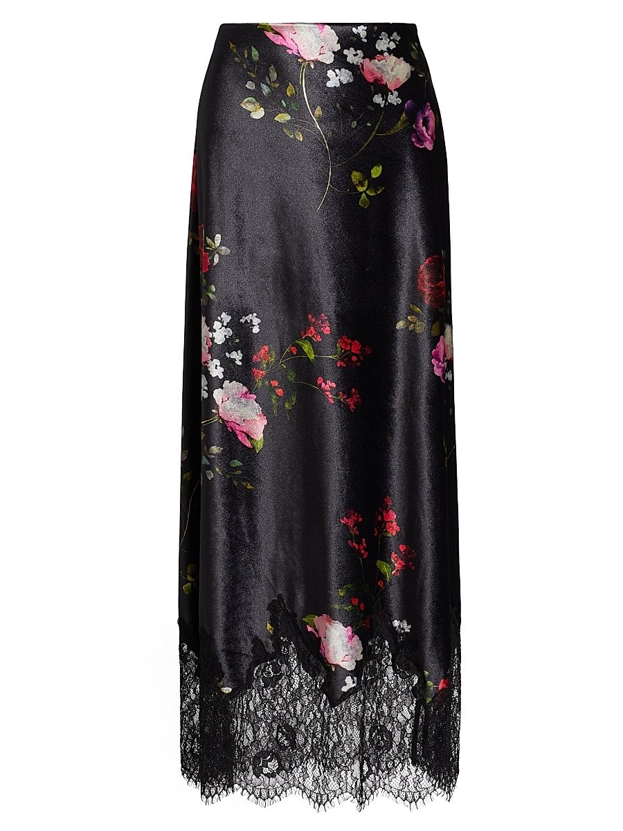 Women's Maeve Floral Satin Midi-Skirt - Floral Dreams - Size 0
